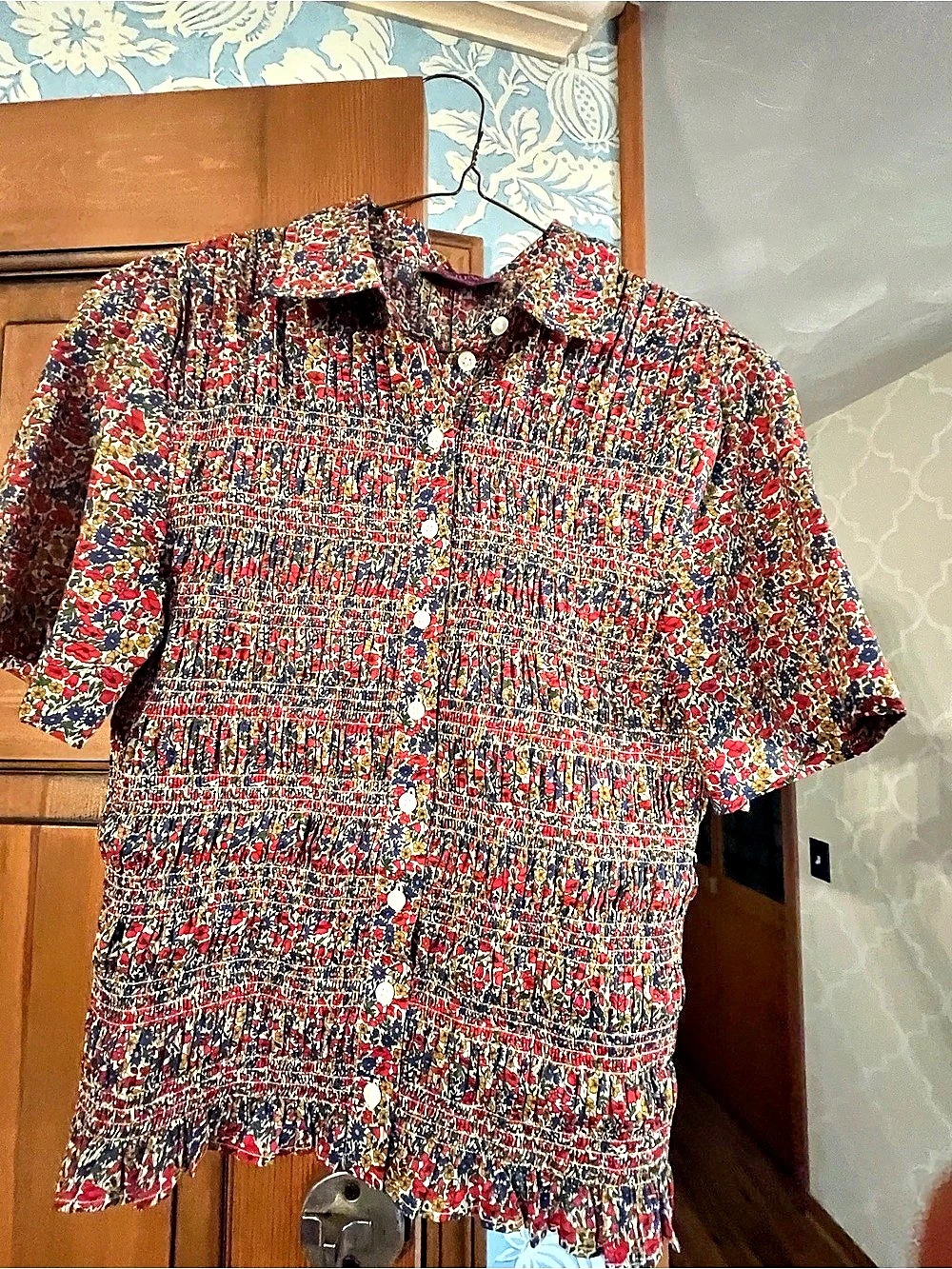 J.Crew Liberty Floral Button Down Shirt in Red & Blue